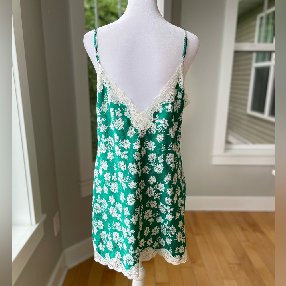 Vintage Victoria’s Secret Gold Label Ivory Green Floral Chemise Slip Dress Small - Picture 7 of 15